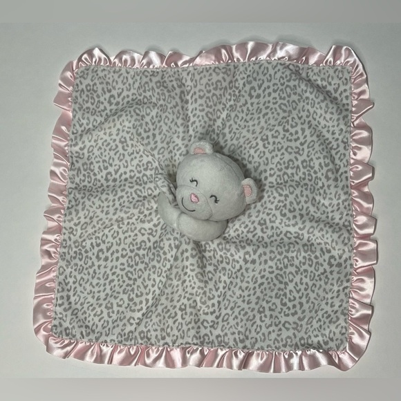 Carter’s Baby Teddy Bear Leopard Security Blanket Lovey Soft Rattle Pink Satin - Picture 10 of 10
